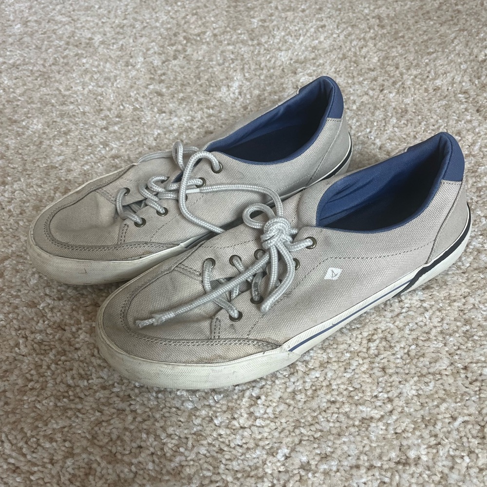 Sperry Tan and Blue Boat Shoes Classic Design